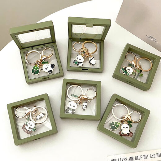Lindo gigante panda llavero creativo recuerdo de metal regalo dibujos animados de estilo chino accesorios de tesoros nacionales accesorios en caliente 4 piezas (caja de regalo)