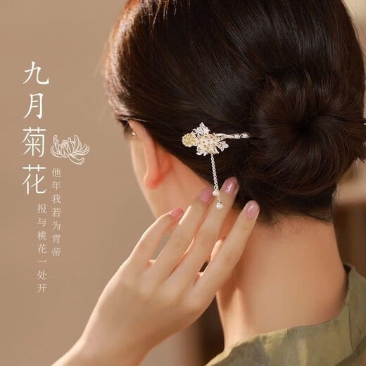 Twelve Flower Goddess 925 silver-haired hairpin for women with ancient styles, head-shaking hairpins, high-end holiday gifts for girlfriends on their birthdays, happy and complete April peony, antique color