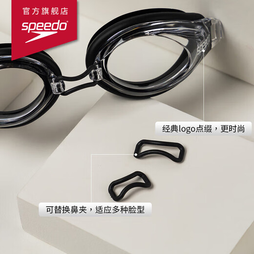 Speedo Edge Seiko swimming goggles high-definition waterproof and anti-fog swimming goggles swimming training equipment for men and women, black/transparent