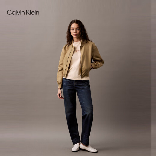 Calvin KleinJeans25春夏新款女士休闲ck花朵字母贴布绣纯棉短袖T恤47B834G