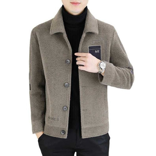 PZCL Hangzhou Italian-French Men's Trench Coat Tweed Jacket Winter Plus Fleece Thickened Casual and Evergrande Short Woolen Coat Thickened 9858 Black Plus. Fleece Style L [110-130Jin [Jin equals 0.5 kg]]