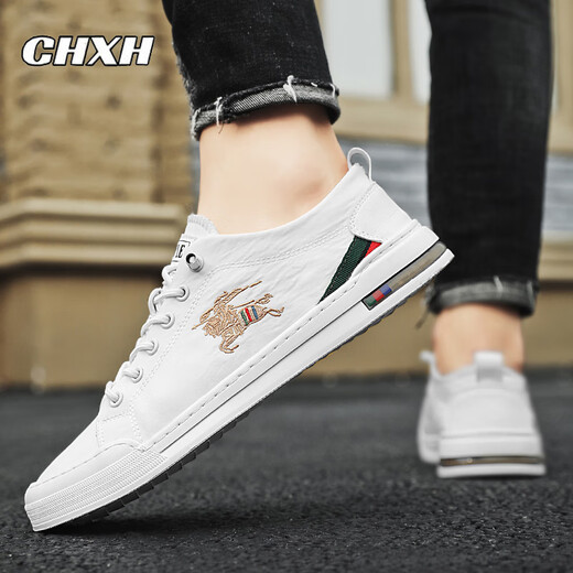 CHXH Brand Leichte Luxus -Luxus -gestickte weiße Schuhe Herrenschuhe Sommer atmungsaktiv