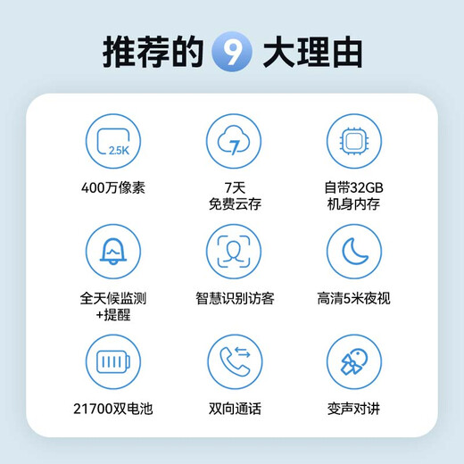 海雀 400万可视门铃智能电子猫眼360度变声对讲可通话防拆家庭门口病床头 老年人呼叫器无线监控摄像头 【升级款叮咚机】全彩+7天云存
