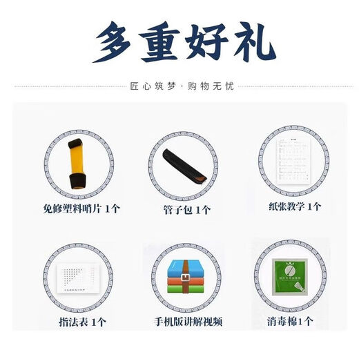 韩琴侠乌木催泪管管子乐器全套吹奏初学者成人笛子管乐民族乐笛演奏 【初学】黄铜箍大G管子+6