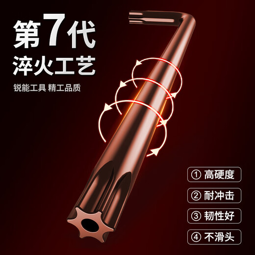 Ruineng S2 Torx Allen Wrench Set Rice-shaped Hexagonal Screwdriver with Medium Hole Extended Pattern 10-piece Tool Set