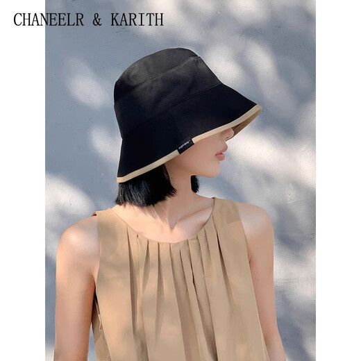 Chaneelr / Karith Sonnenschutzhut Fischerhut 2025 Neue Sonnenschatten Doppelseite Sonnenbecken Hut Geburtstag Nische Geschenk für Freundin Frau Schwarzer Reis All Size