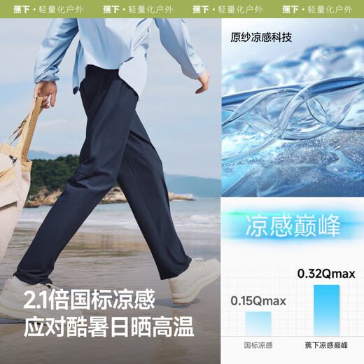 蕉下（beneunder）休闲裤子男通勤户外长裤凉感阔腿防晒裤AL928漫月灰2XL