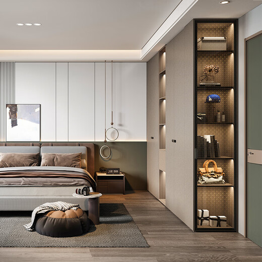 Sophia Wardrobe Light luxury skin-feel EB board whole house customization Master bedroom furniture wardrobe combination cabinet four-door overall large wardrobe Yuan/square meter
