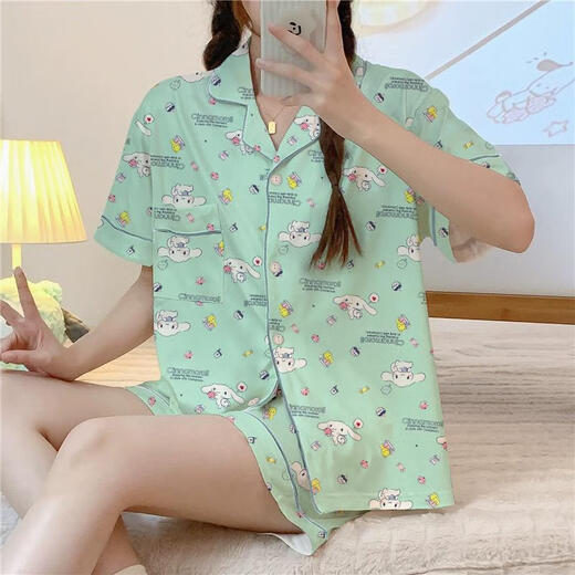 
Jiacao Yugui Dog Pajamas for women in spring and summer long-sleeved trousers shorts cute cartoon student large-size summer home clothing set 14124# Yugui Dog Three-piece Set Y26 M 75-100Jin[Jin equals 0.5 kg]
