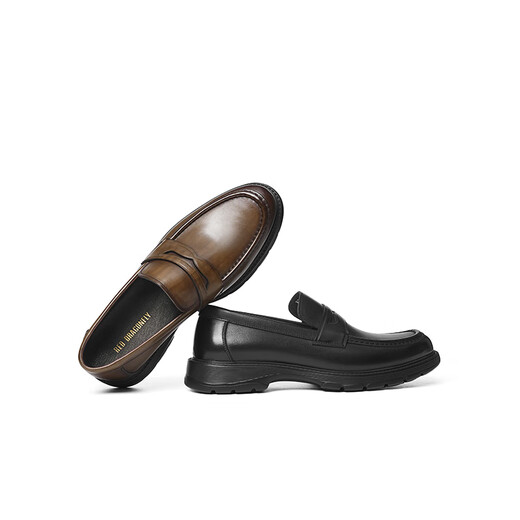 Rote Libellefly-Slipper 2025 Frühling Neue Männerschuhe Dicke alleinige formale Lederschuhe High-End Business Herren Lederschuhe WTA15249 Black 42
