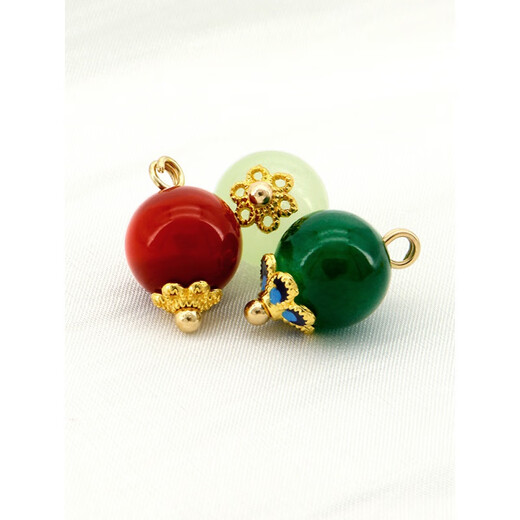 Pangdonglai Buttones de jade Jade Imitación de estilo chino Hebilla de cuentas de flor azul Nuevo chaleco chino Cheongsam 699 Agata Diámetro verde de 10 mm 5 piezas (+ costura)