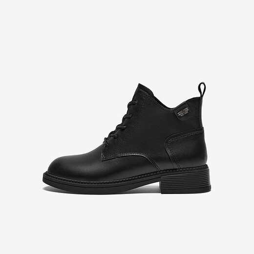 
Bestou Winter Shopping Mall same fashion British Martin boots cowhide strap plus velvet women's short boots YD228DD3 black 36