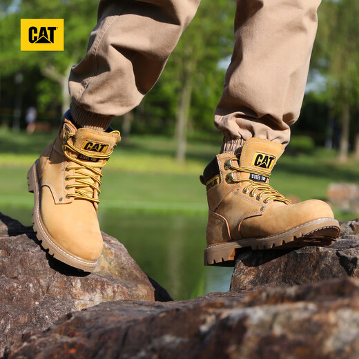 Cat Carter Classic Big Yellow Stiefel Martin Boots Working Boots Schuhe Herren Anti-Kollision und antielektrische Schock und Trittstiefel der Stahlzoe-Männer-Stiefel