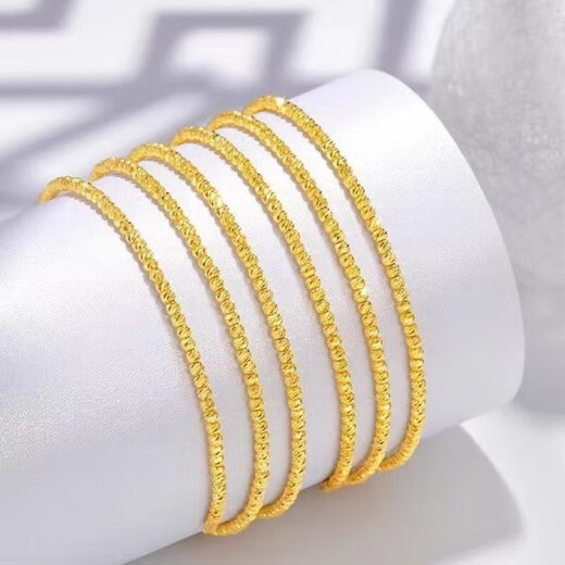 Qianjun Lao Phoenix Gold Store Gold 999 Bungee Bracelet Flashing Three Circles Bounce Beads Memory Elastic Broken Gold Plated 5 1.35g