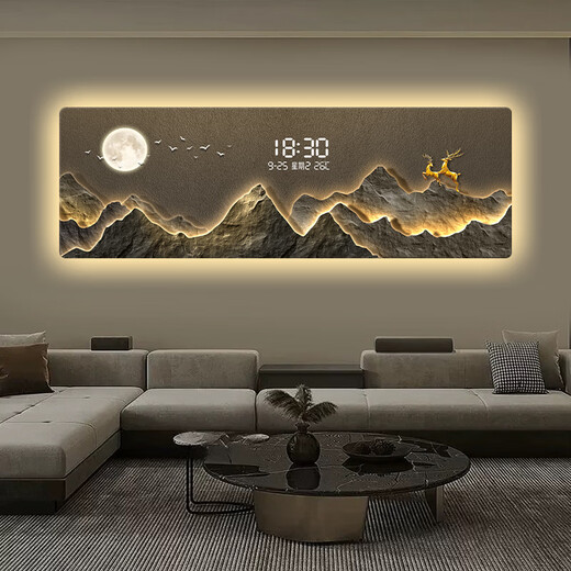 Common writing digital display screen living room sofa background wall decoration painting light luxury LED digital electronic clock high-end sense T11981 120*40CM [crystal surface + PVC gold frame] [human body
