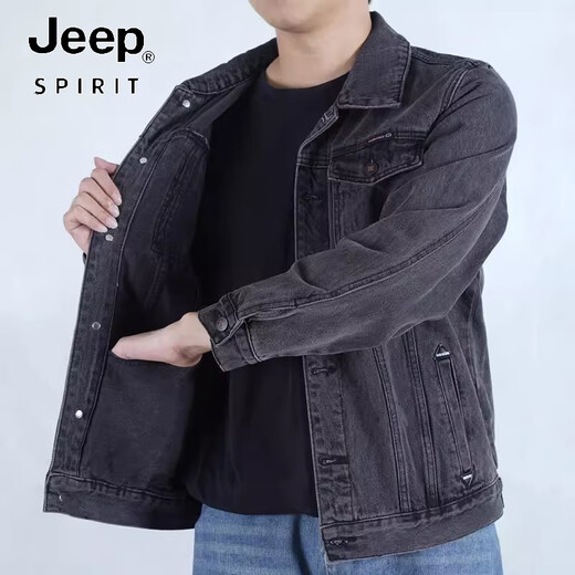 JEEP SPIRIT牛仔外套男春秋款宽松韩版耐脏耐磨工装夹克褂子 Y847蓝色 3XL 150-165斤