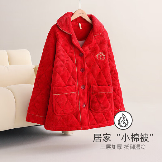 Adore autumn and summer pajamas for women in winter, thickened quilted flannel and velvet coral velvet, warm autumn and winter style, bright red animal year A847616 camellia red L size (weight 110-125 Jin Jin is equal to 0.5 kg)
