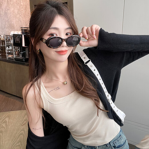 Yu Zhaolin Camisole Women's Wide Shoulder Square Collar Thread Slim Fit Inner and Outerwear Bottoming Shirt Thin Sleeveless Top White