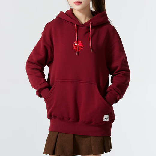 耐克（NIKE）女装上衣 2025春季新款运动服跑步休闲连帽针织衫宽松卫衣套头衫 HV8461-677/红色新年款 XL (170/92A)