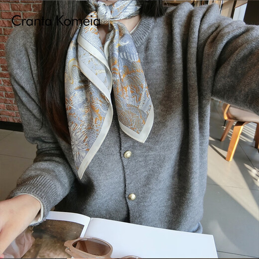 CRANTA KOMEIA真丝丝巾女2025新款桑蚕丝小方巾领巾围脖妈妈生日七夕情人节礼物 热带丛林 高级感ck风送老婆女朋友实用高档