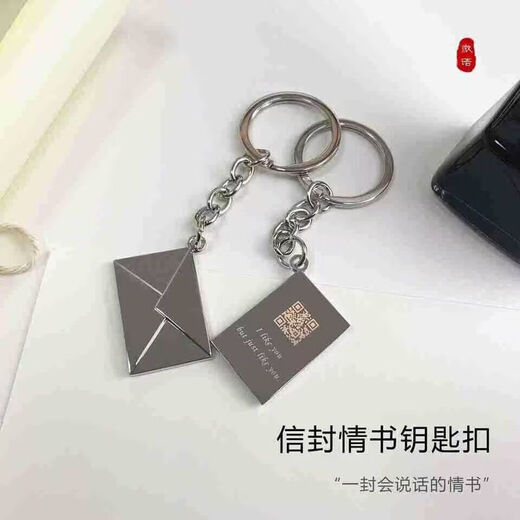Songbook benutzerdefinierte Aufnahmeumschlag Keychain DIY Liebesbrief QR Code Geburtstagsgeschenk Paar Chinesisch Valentinstag Anhänger Schmuckumschlag Liebesbrief Keychain [ein Paket]