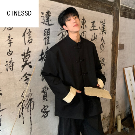 CINESSD新中式男装西服冷淡系感外套痞帅中山装夹克黑色订婚礼服夏季 黑色【西裤】 高质量 XL 135-150斤