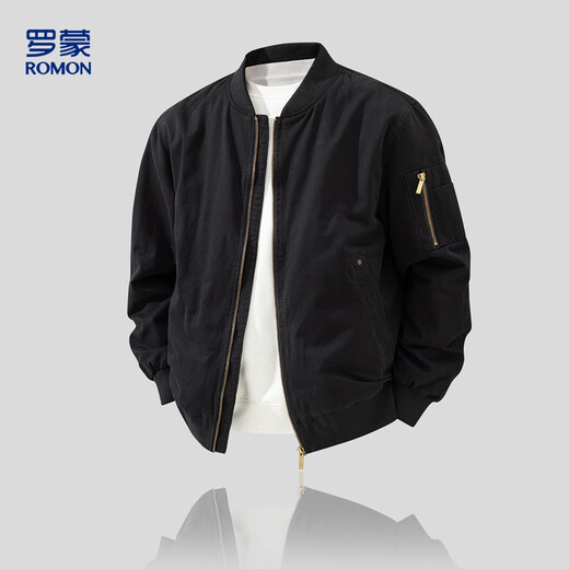 罗蒙春秋时尚棒球领上衣男舒适百搭棉质男士休闲夹克外套LM1G363X9221