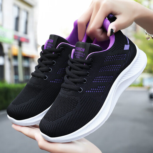 Women's Foot Shoes Women's Lijian New Soft Sole Casual Sports Breathable Single Shoes Feimao Mesh Shoes Running Shoes DZ-H831 Purple (No Box Bag) 38