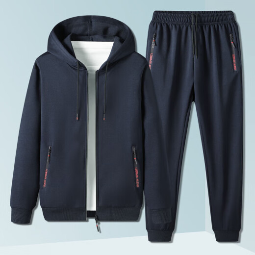 Suit men's spring and autumn loose and versatile casual sportswear suit running suit men's jacket suit gray 3XL