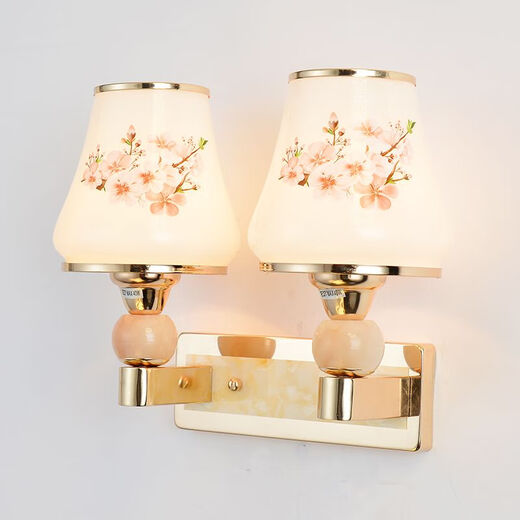 Micro wall lamp bedside lamp Nordic modern European style simple creative led American bedroom living room corridor staircase wall lamp 045 double head switch at home - LED light bulb