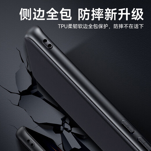 CoolFeng suitable for Xiaomi 14Pro mobile phone case protective cover xiaomi fourteen genuine leather anti-fall and shockproof metal lens protection ultra-thin silicone outer soft shell men and women fashionable style - black