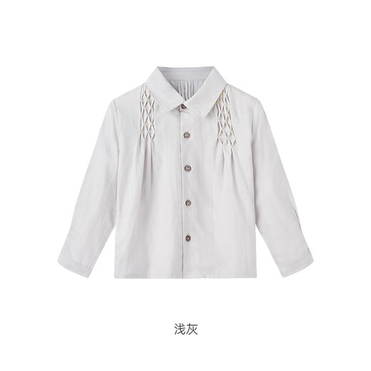 YEEHOO shopping mall same style children's clothing classic little gentleman long-sleeved shirt Seiro silk spring and summer T-shirt light gray 80 cm