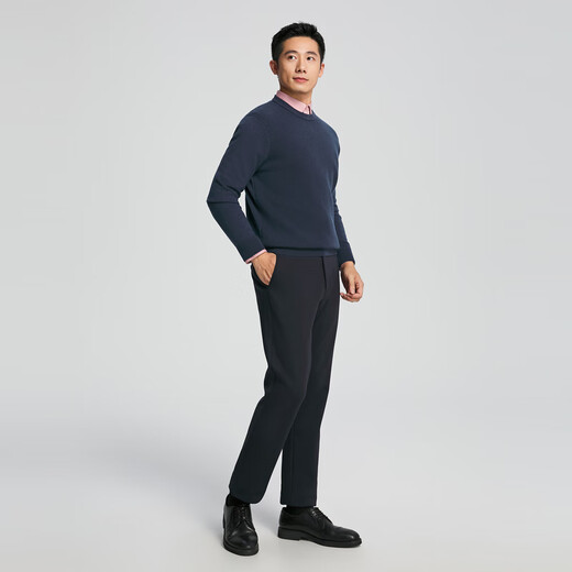 Свитер YOUNGOR, мужской осенне-зимний свитер для молодых мужчин, можно стирать в машине, полностью шерстяной свитер, в том же стиле, синий YYQW615206HYA L 105 см