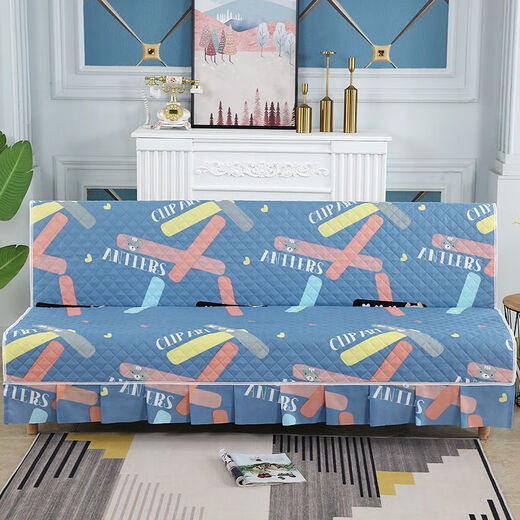 Xuxian full cover sofa cushion foldable sofa bed cover four-season universal non-slip sofa cover simple dual-purpose without armrests blue armrests 90*90