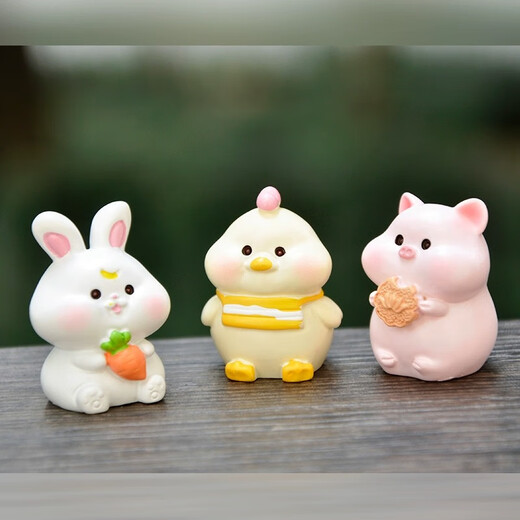 Xixiao full set of zodiac ornaments desktop micro landscape decoration cute cartoon animals children's dolls birthday gifts 12 zodiac babies