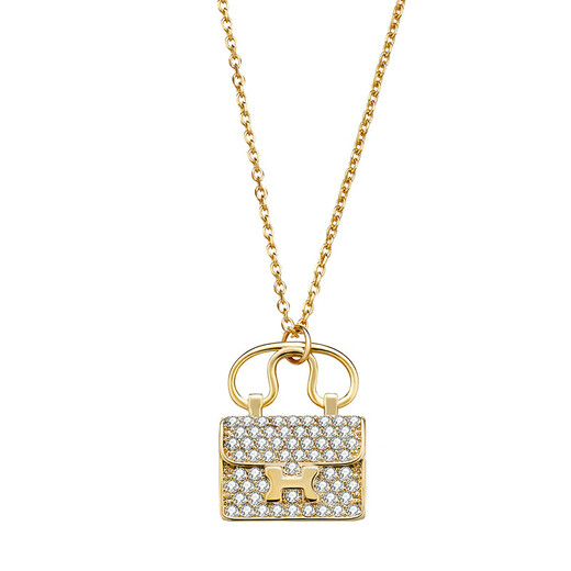 The same style as Fat Donglai, high luxury, 18K rose gold clavicle chain, 18K gold imported technology, moissanite H Kangkang bag, 18K gold pendant + necklace