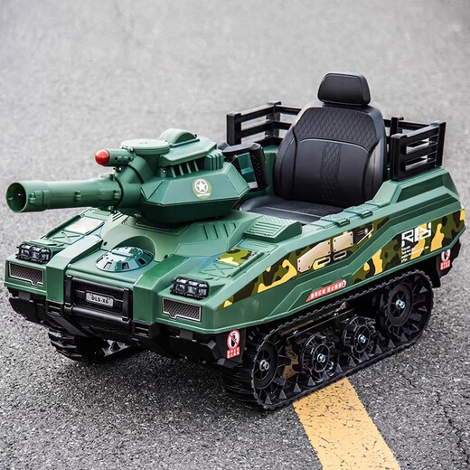 
Dalis children's simulation tank electric vehicle can be remotely controlled and can sit in person for 1-9 years old parent-child internet celebrity toy car can fire shells Beige + dual-drive 12V12 super battery Music Bluetooth remote control + can fire shells