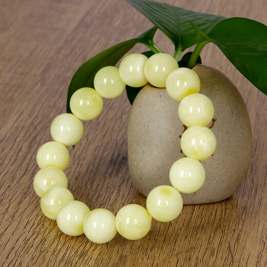 Famous family white wax bracelet for men and women natural beeswax round beads full wax Baltic amber bracelet birthday gift 12mm