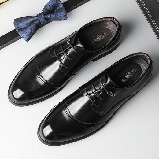 Cartelo Lederschuhe für Männer Business Britische Kuhläden formelle Schuhe für Männer Hochzeitsschuhe Schnürschuhe für Männer 2513 schwarzer Höhe-Verbesserung 44
