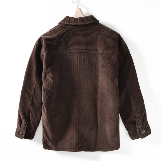 Luo Meng autumn and winter retro youth high-end cotton coat men's lapel plus cotton jacket corduroy jacket men's new cotton jacket coffee XL
