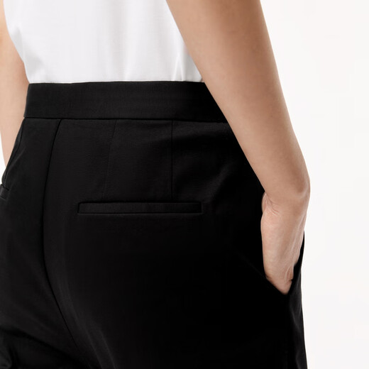 LESS simple tapered nine-point suit pants for women long lint cotton workplace commuting straight casual pants 2O4E14420 001 black XL