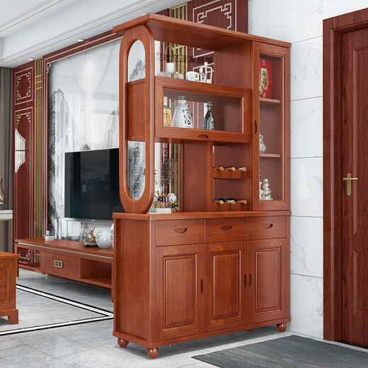
Chen Fei's living room partition cabinet porch shoe cabinet Chinese double-sided solid wood wine cabinet against the wall wine rack entering the door room hall cabinet screen entering the door 9902#1.2 meters [Walnut color] Assembly Frame structure