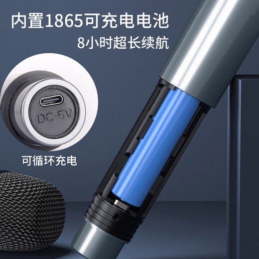 Onedy upgraded microphone core wireless microphone universal trolley speaker handheld microphone home KTV singing karaoke sound card live wedding stage hosting speech conference amplifier red and blue - 2 microphones (two people singing) + anti-howling + no noise