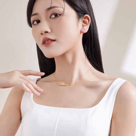 Saturday blessing 18K gold necklace women's geometric color gold necklace birthday gift C0612351 40+5cm