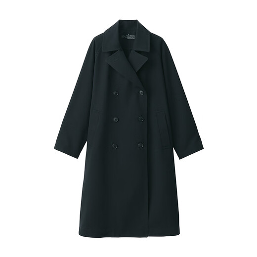 Женский стиль Muji, нелегко получить воду, двухбортное пальто, ветряная куртка, средняя осень, черная S 155/80A