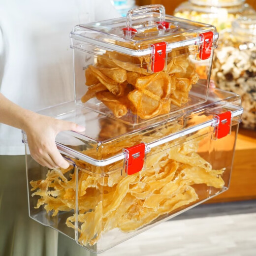 Jingteng a prueba de humedad sellada a mano tarjetas selladas de grado de alimentos bienvenina de almacenamiento de almacenamiento de almacenamiento de almacenamiento transparente Glue de pescado de té transparente 8.5l Caja de transporte [hebilla roja] 9755