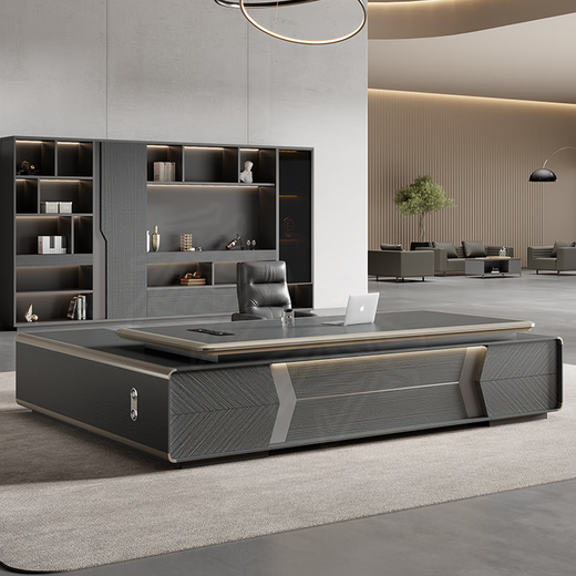 Yuzhu Light Luxury Boss Desk Office Desk and Chair Combination Executive Desk Supervisor Manager Office Table Single President Simple Modern 2.0 Meter Light Luxury Boss Desk