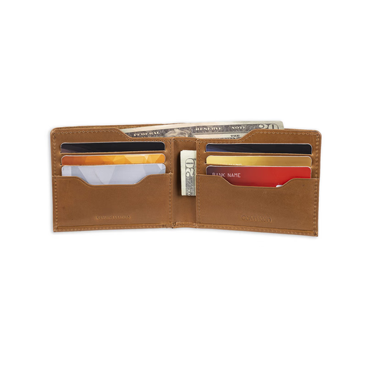 Calvin Klein trendy brand CK men's wallet leather short portable two-fold casual men's bag card holder ID bag Tan os