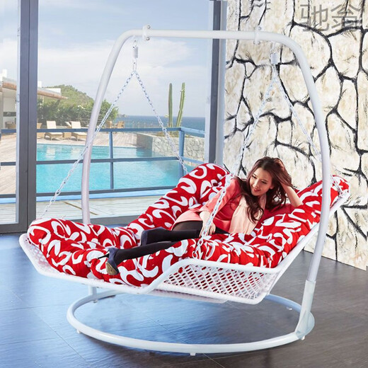 
Nuojiangjing Ei9 rocking chair, double hammock hang basket, blue bed outdoor swing chair balcony hanging blue swing bed rocking white small (A13821 seat cushion)