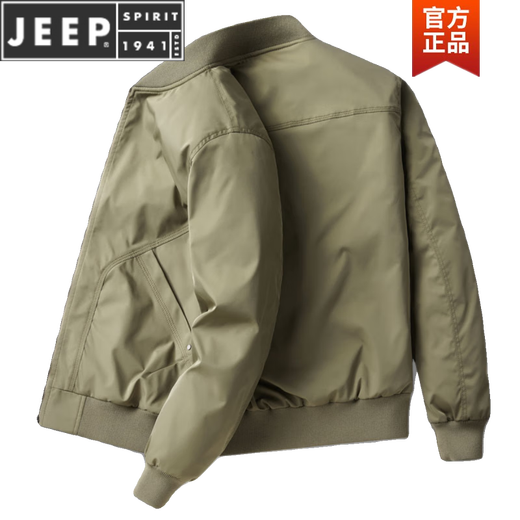 JEEP SPIRIT飞行夹克男休闲薄款工装外套男士春秋新款宽松秋冬防风男装棒球服 JWD9226黑色-加棉 M